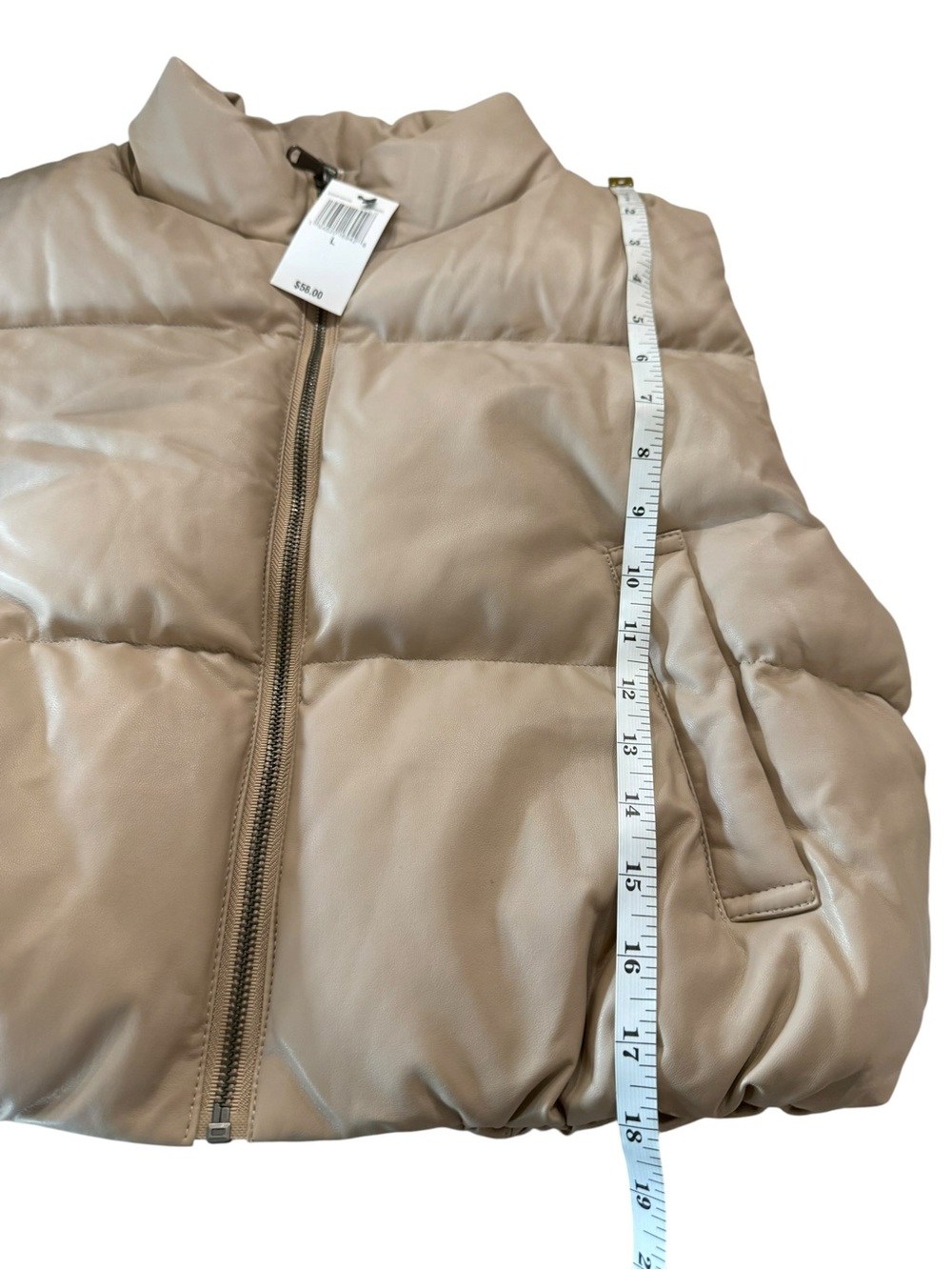 Brown Caramel Cropped Puffer Vest Women's Zip Up Collared NWT‎ Size Large - Picture 5 of 8
